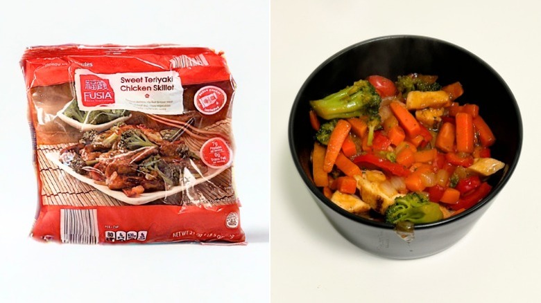 Bag and bowl of Fusia Sweet Teriyaki Chicken Skillet