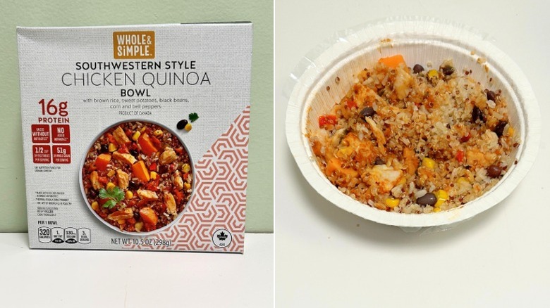 Box and bowl of Whole & Simple Southwestern Style Chicken Quinoa
