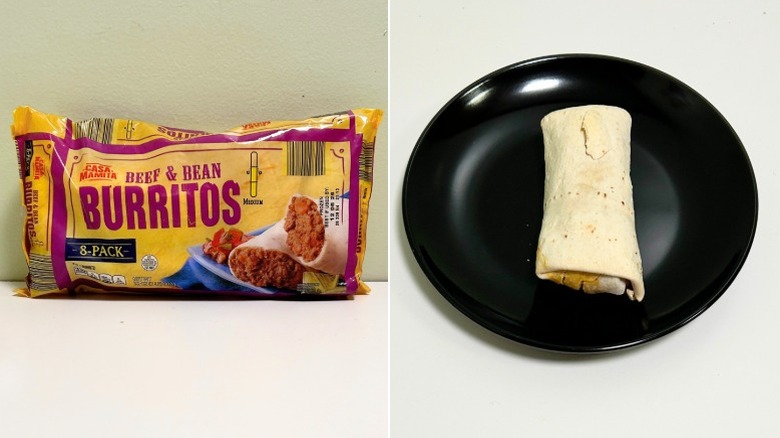 Bag and plate with Casa Mamita Beef & Bean Burritos