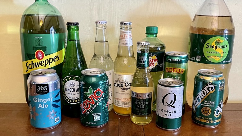 Selection of ginger ale bottles