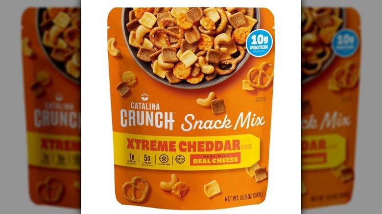 Bag of Catalina Crunch snack mix on white background