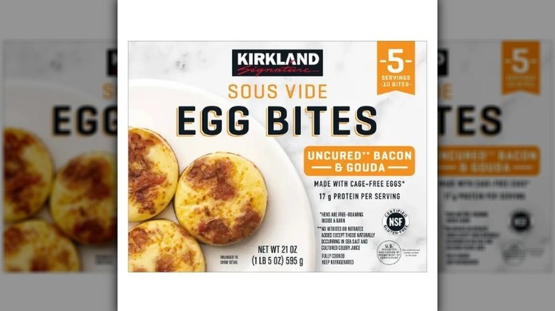 Box of Kirkland egg bites on white background
