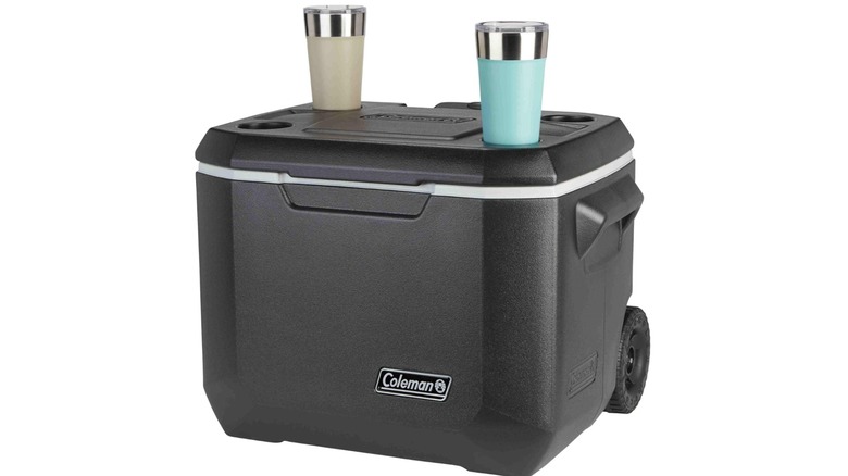 Coleman Xtreme Rolling Cooler in black on a white background