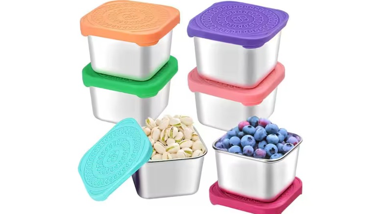 Adrinfly Stainless Steel Snack Containers with Silicone Lids