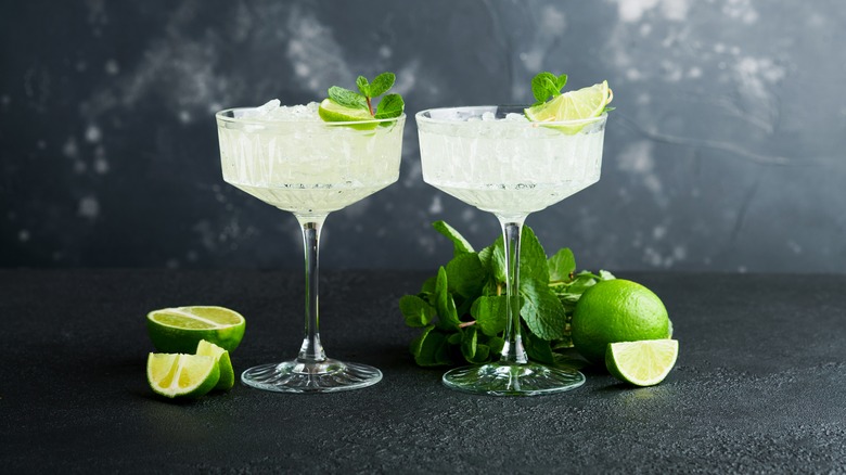 two classic lime margaritas
