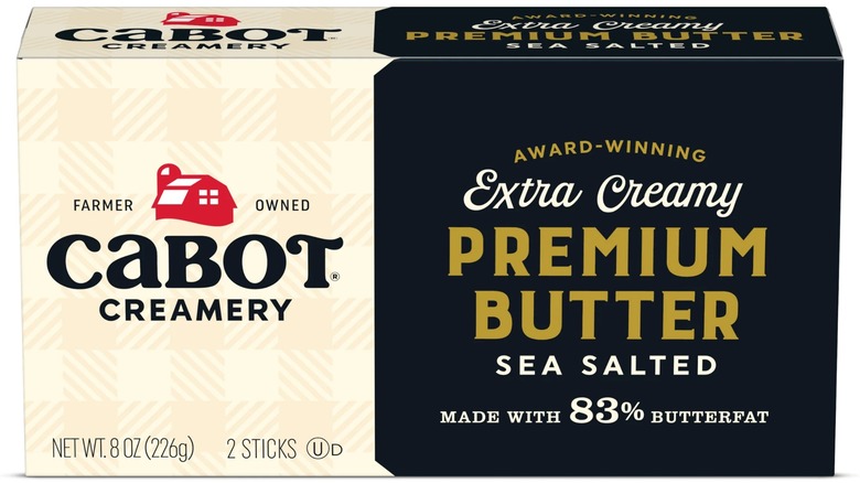 A box of Cabot Extra Creamy Butter on a white background