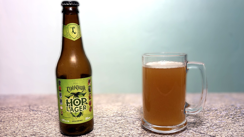 glass and bottle of Louvada beer