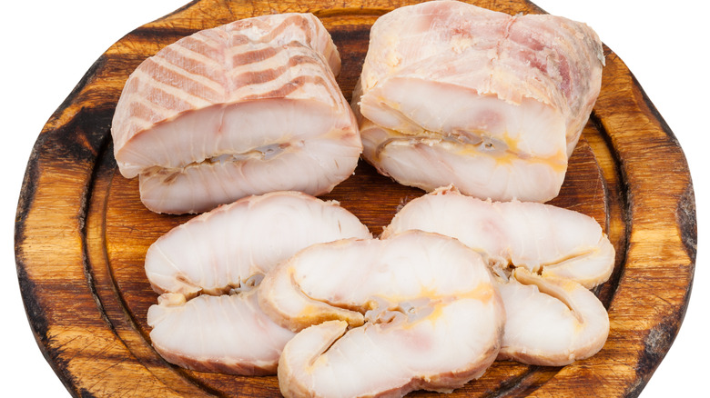 Sliced smoked sturgeon