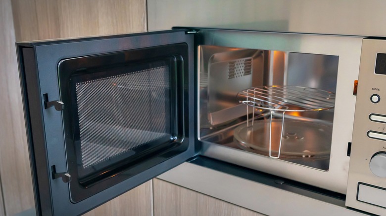 open microwave door