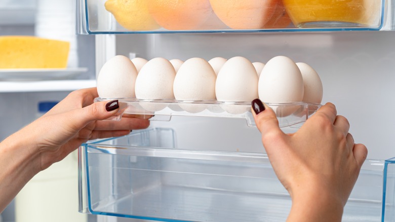 taking eggs out of refrigerator