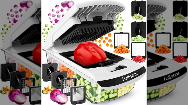 Product image of the Fullstar The Original Pro Chopper with a red bell pepper in the tool.