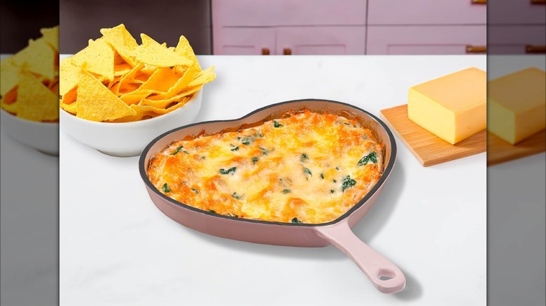 Product image of the Paris Hilton 10-inch enameled cast-iron heart skillet