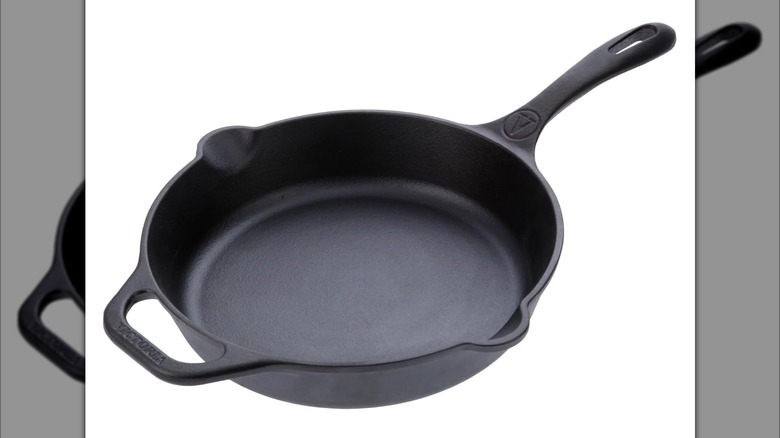 Product image of the Victoria 10-inch pre-seasoned cast-iron skillet with long handle