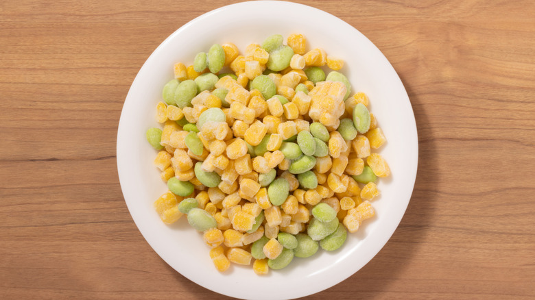 Frozen edamame and sweet corn