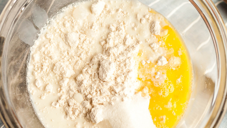 Bisquick in a mixing bowl