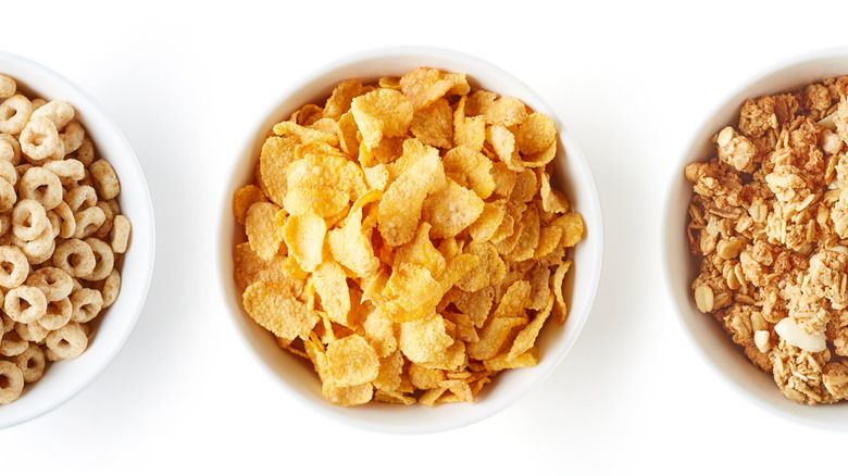 Three bowls of cereal
