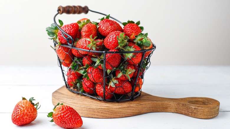 strawberries in a basket