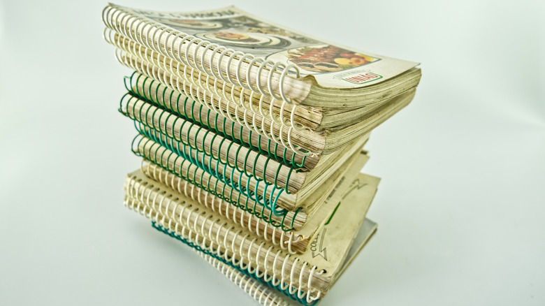 Stack of retro cookbooks