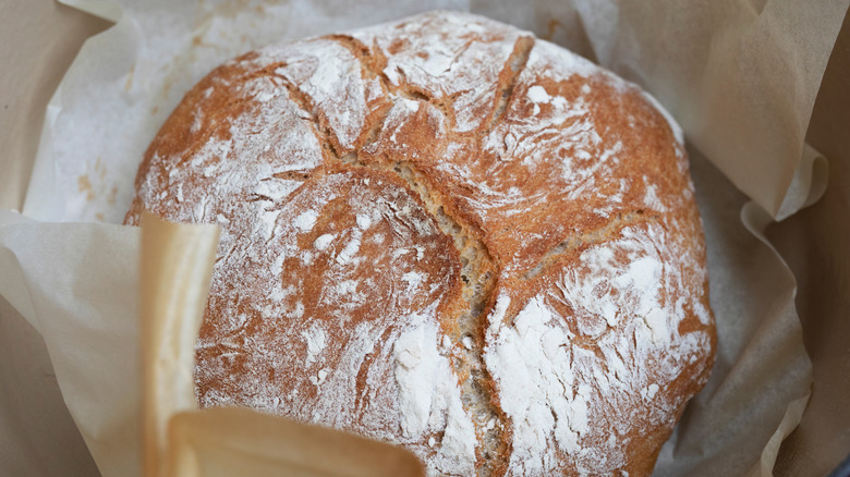 Freshly baked bread in a crockpot