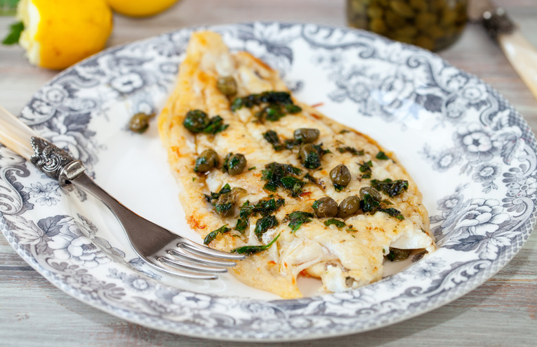 White Fish with Lemon, Capers, Mustard and Parsley 