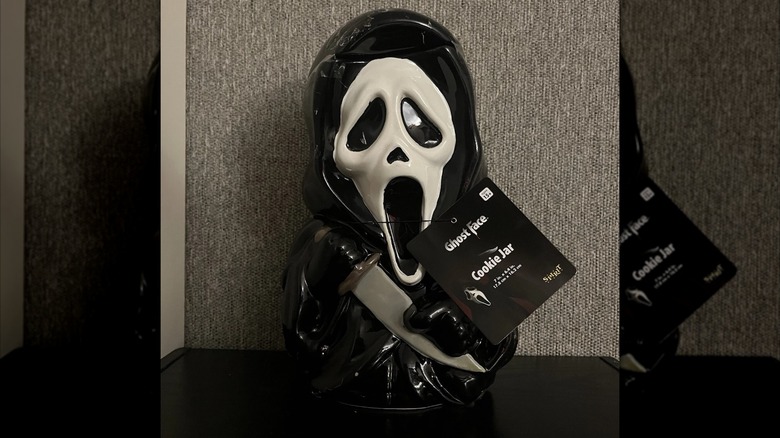 Ghostface cookie jar on table