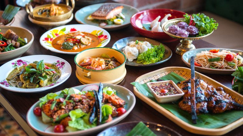 thai shrimp curry satay feast