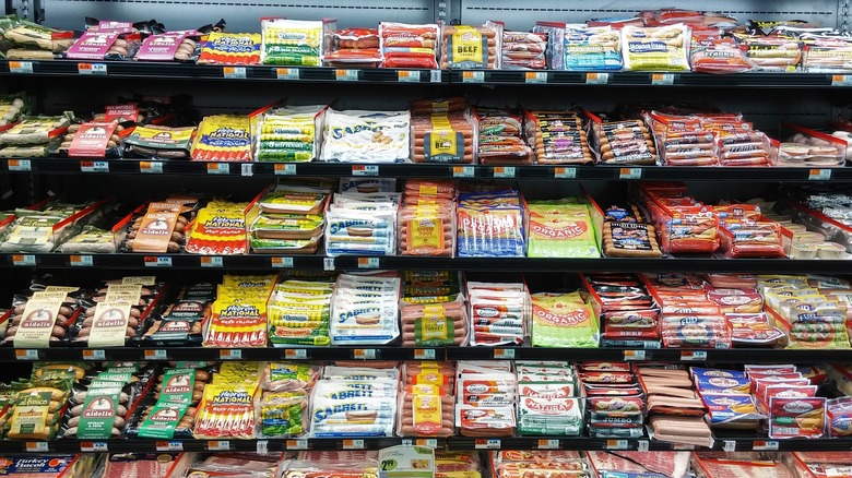 Hot dog section at grocery store