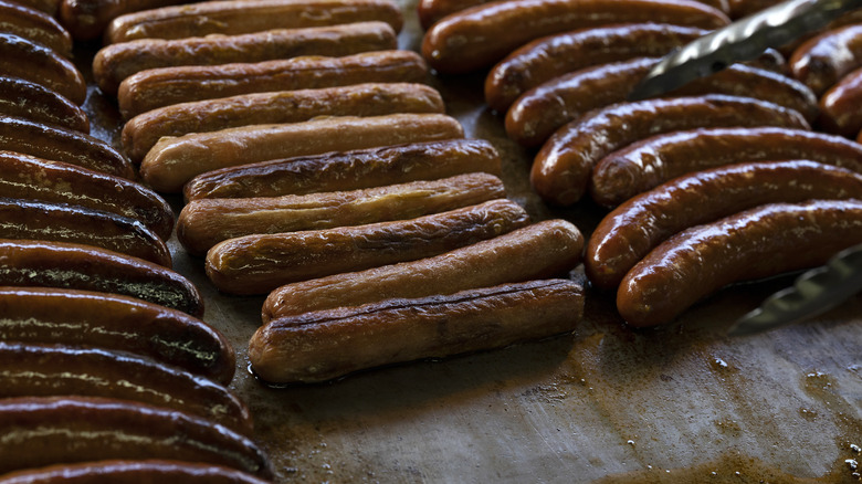 Cooking beef and turkey hot dogs