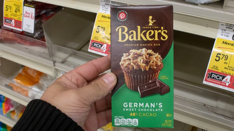 hand holding German's sweet chocolate