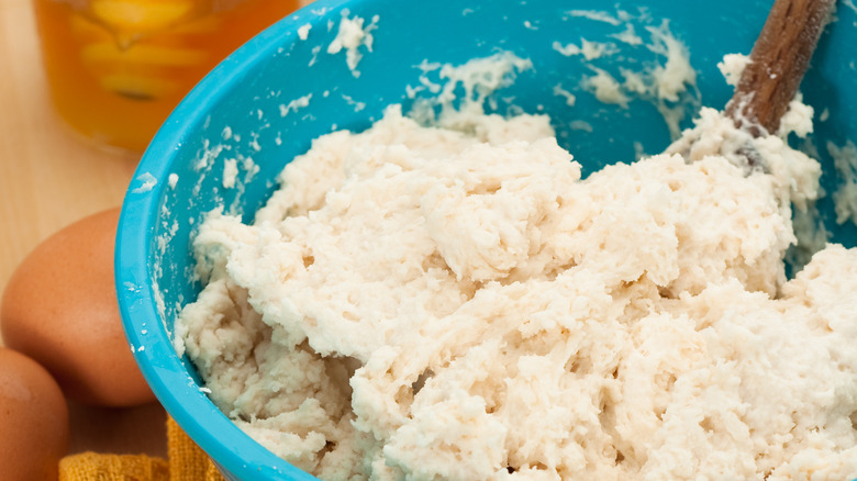 Mixed scone dough in bowl