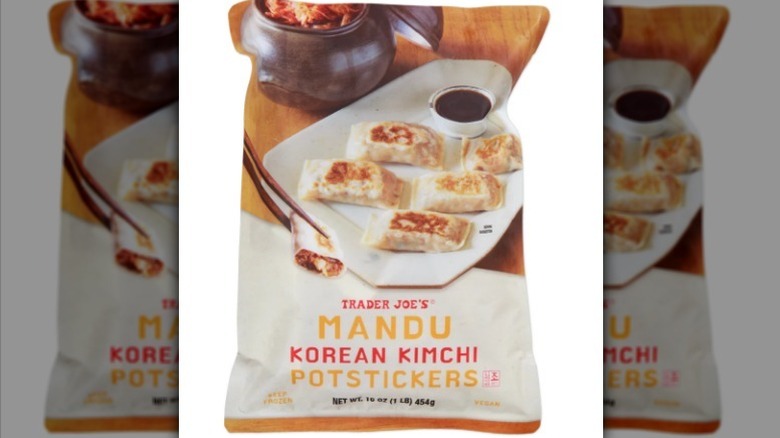 Mandu kimchi potstickers on white background