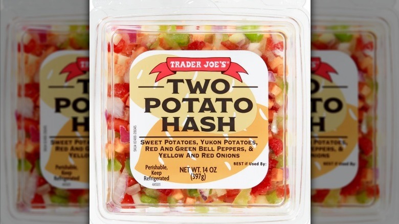 Two potato hash on white background