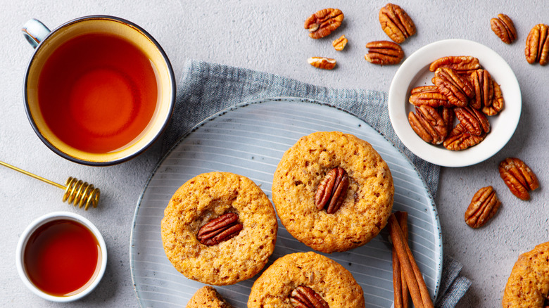 Pecan muffins on a plate