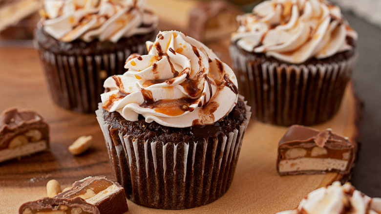 Chocolate cupcakes with whiskey glaze