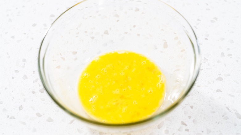 beaten egg in bowl