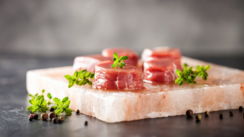 Steak on Himalayan salt block