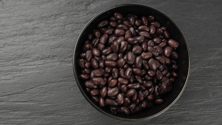 Overhead shot of canned black beans