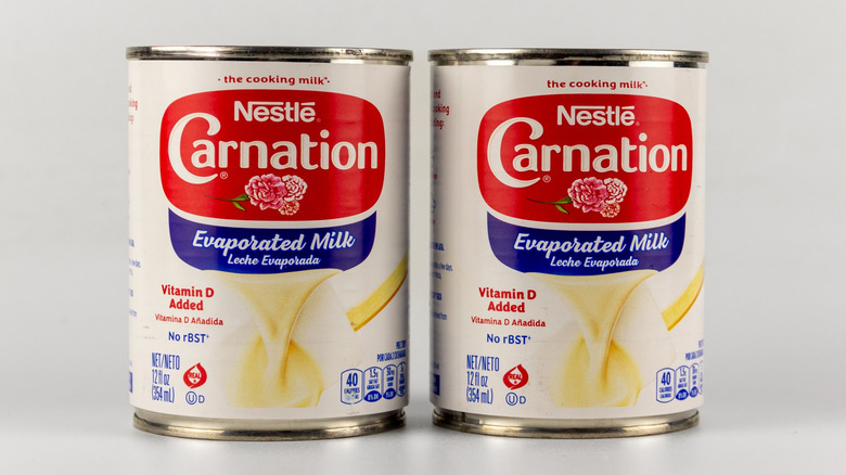 Cans of evaporated milk