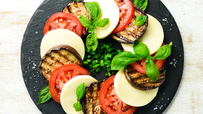 Caprese salad with eggplant