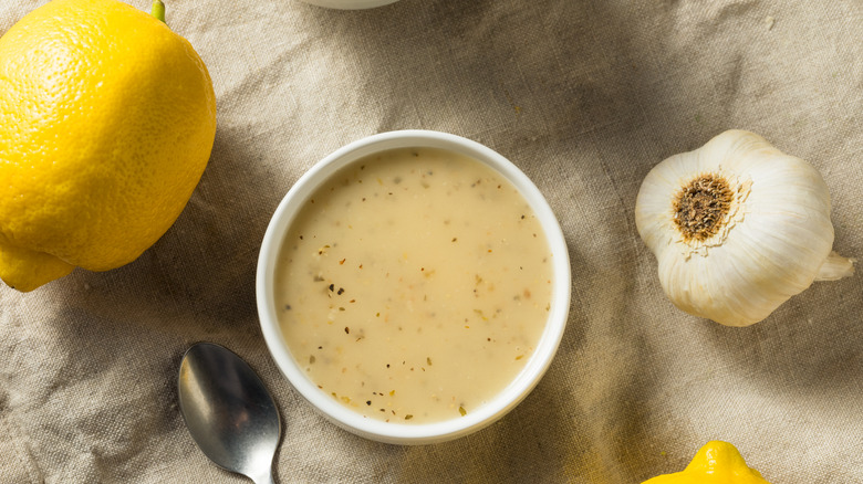 Fresh garlic and lemon dressing
