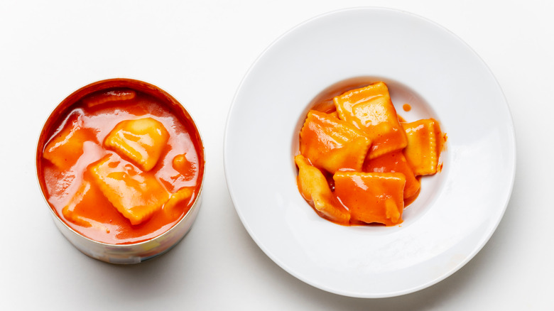 Can and plate of ravioli