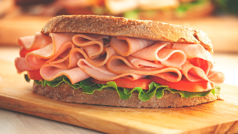 sandwich with lots of ham