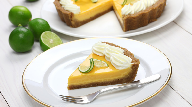 Slice of key lime pie