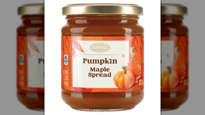 A jar of Berryhill Pumpkin Maple Spread on a white background