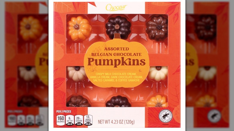 A box of Choceur Assorted Belgian Chocolate Pumpkins on a white background