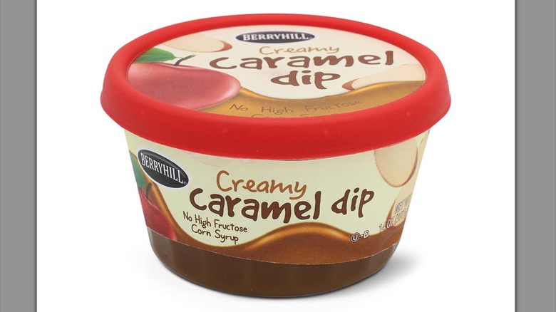 Short plastic container of Berryhill Creamy Caramel Dip