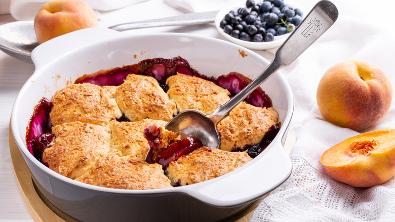 Fruit cobbler with biscuit topping