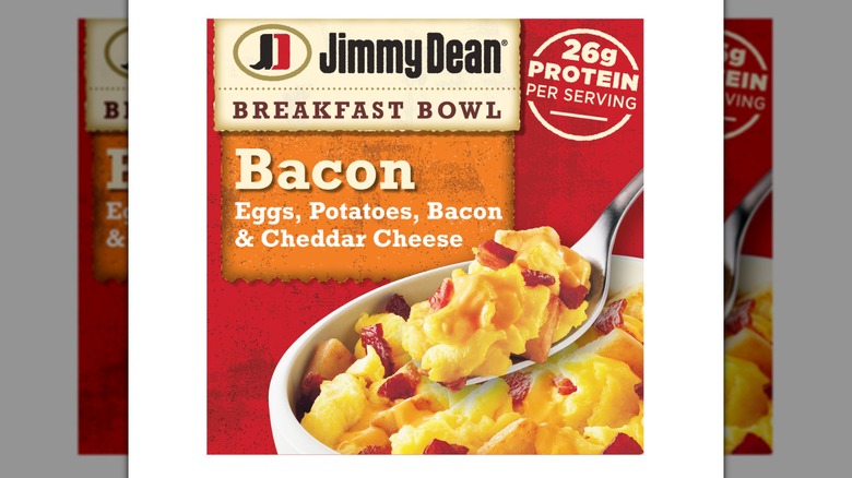 Jimmy Dean bacon breakfast bowl on white background