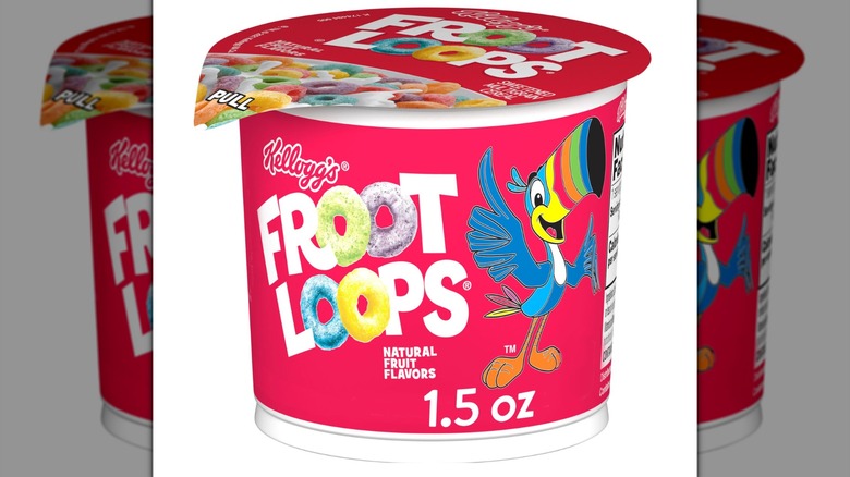 Fruit Loops cup on white background