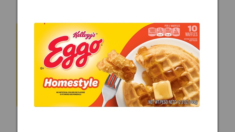 Eggo homestyle waffles on white background